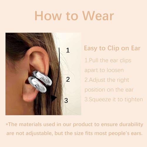 Ear Cuffs Non Piercing Aretes De Mujer Gold Chunky Earrings for Women Clip On Earrings Non Tarnish Gold Earrings Gifts Trendy Stuffers - color: 1Pairs Silver Chunky Ear Cuff