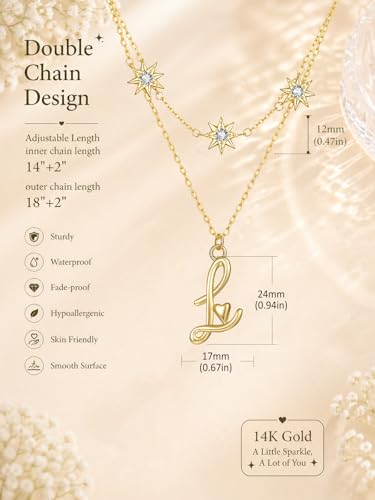 14K Gold A-Z Initial Lette Necklace Star Choker Women Necklace | Personalized Initial Jewelry, Meaningful Name Letter Gift for Women Wife Mom Friend, Perfect Present For Birthday/Anniversary - style: 14K Gold-L