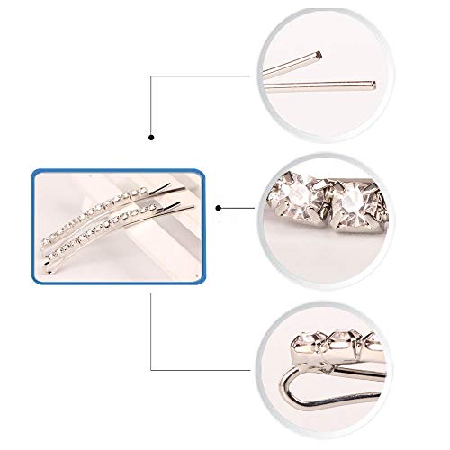 12 Pieces Rhinestone Bobby Pins, Silver Metal Hair Clips Diamond Bobby Pins Crystal Hair Pin for Prom Bridal Wedding Hair Accessories Gift Stocking Stuffers for Women Girls - color: Silver