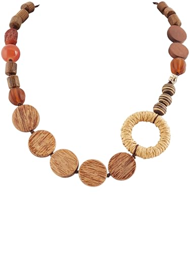 MINACHI Handmade Braided Necklace for Women, Wooden Beads, Rattan Charm, Vintage Style, Gift Jewelry - style: Necklace SL14-001