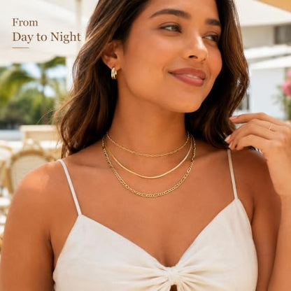 Gold Neklace Stack Dainty Gold Herringbone Necklace for Women Layered Paperclip Chain Necklaces Rhinestone Drop Simple Jewelry Gifts for Women - color: A8:3pcs