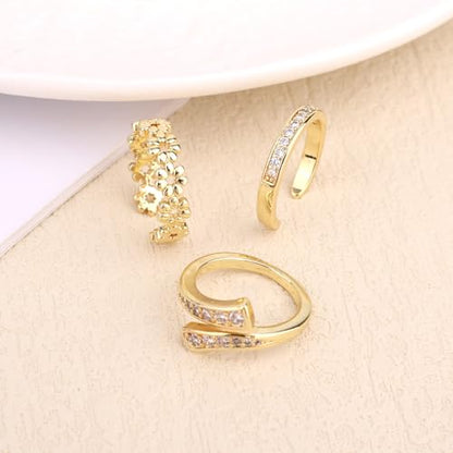 4 Pcs Gold Toe Rings for Women, 4 Designs Adjustable Open Toe Rings Minimalist Stylish Summer Beach Foot Jewelry for Women's Fashion Gifts