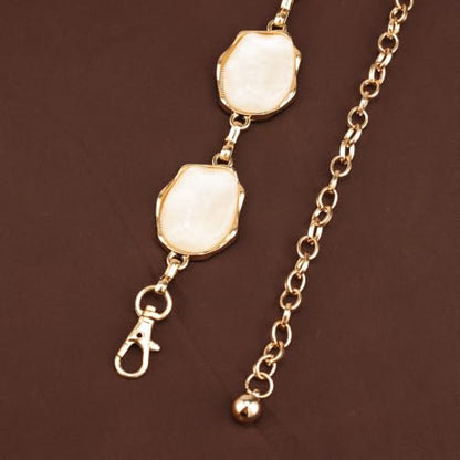 ILuvatar Green Glass Diamond Chain Belt - Metal Women's Western Style Dress Belt - color: Gold-e33