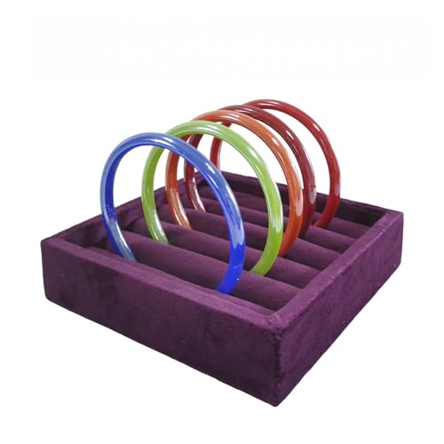 SCIKHETF Velvet Ring Earrings Studs organizer Tray Small Ring Insert Display Tray 5 Slots Stackable (Purple) - color: Purple