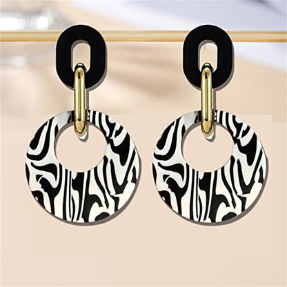 ONLYJUMP Exaggerated Geometry Earrings Acrylic Round Square Triangle Heart Dangle Earrings for Women Multilayer Bohemia Earrings Classic Retro Minimalist Earrings Statement Jewelry - color: Milk Acrylic