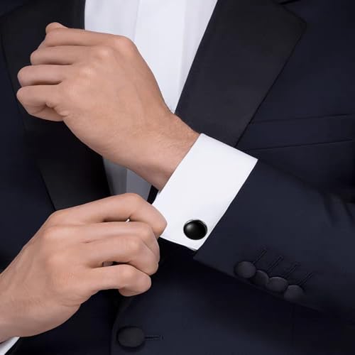 Cufflinks for Men and Tuxedo Shirt Studs Set with Gift Box Stainless Steel Cuff links - style: Black-2+6