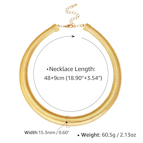Chunky Gold Choker Necklace for Women, 14K Gold Plated Snake Chain Statement Necklace Triple Twsited Layered Choker Necklaces Jewelry Gifts - style: 1 LAYER/14K GOLD COLLAR