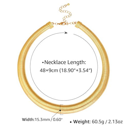 Chunky Gold Choker Necklace for Women, 14K Gold Plated Snake Chain Statement Necklace Triple Twsited Layered Choker Necklaces Jewelry Gifts - style: 1 LAYER/14K GOLD COLLAR