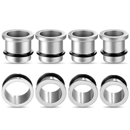 LADEMAYH Comfy Dead Stretching Ear Tapers Stretching Kit, Small Gaps Packed, 0.5mm Increments, Surgical Stainless Steel 316L, Flat Top Ear Plugs, Pain-Free Body Piercing Jewelry for Women & Mens - color: Silver, size: 14.5-16mm