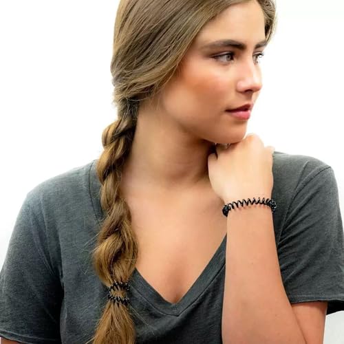 9PCS Spiral Hair Ties for Women, Creaseless and Dent-Free Coil Hair Bands, No Damage Phone Cord Style Hair Elastics for Daily Use, Flexible and Durable Plastic Hair Accessories Black