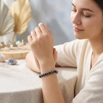 Bivei Protection Crystal Healing Bracelet | 8MM Strength Bracelet Spiritual Stretch Beaded Jewelry for Women Men Gift - color: Protection, size: Medium 6.8-7.3 inch