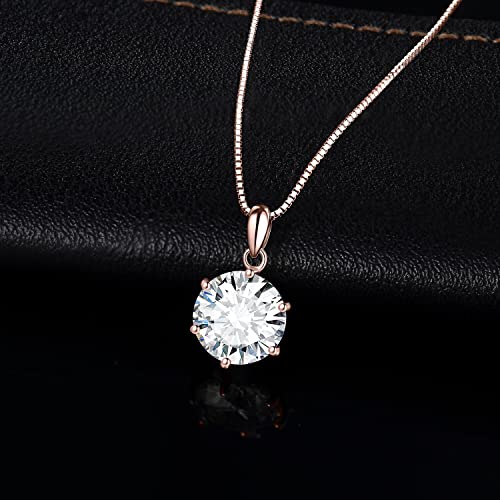 JewelryPalace Round 1ct 2ct 3ct Cubic Zirconia Solitaire Pendant Necklace for Women, 925 Sterling Silver 14k White Gold Plated Necklaces for Her, Classic Simulated Diamond Jewelry Set, 18 Inches chain - color: I-3ct-CZ-Rose Gold Plated