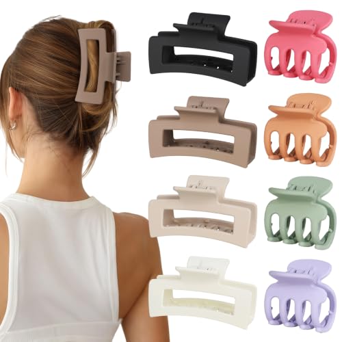 SMKSL 8 Pcs Hair Claw Clips for Women & Girls 2 Styles Hair Accessories | Durable & Sturdy Plastic Clips for Thick & Curly Hair, Strong Hold & Non-Slip, Stylish Gifts for Ladies(Multicolor) - color: Multicolor