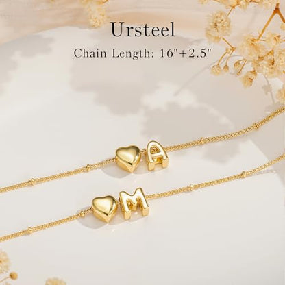 Ursteel Gifts for Kids Teen Girls - Dainty 14K Gold Plated Initial Heart Necklace for Women Trendy, Tiny Letter A-Z Necklaces Personalized Birthday Gifts for Teen Girls Jewelry - color: P