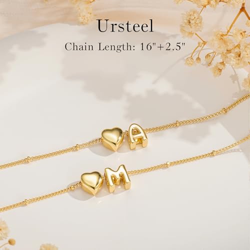 Ursteel Gifts for Kids Teen Girls - Dainty 14K Gold Plated Initial Heart Necklace for Women Trendy, Tiny Letter A-Z Necklaces Personalized Birthday Gifts for Teen Girls Jewelry - color: N