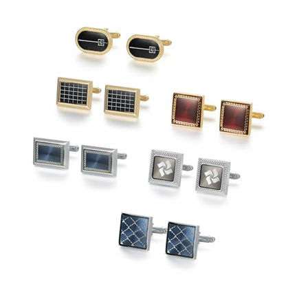 wynameleri Cufflinks Set 6 Pairs for Men, Business Formal Shirts Buttons Cuff Link Packed in Case - color: T0206005