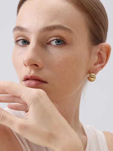 Green Crystal huggie gold hoop earrings for women Girls,14K Gold Plated with 925 Sterling Silver Post color Cubic Zirconia dainty cute Earrings| CZ Stud Earring - color: Kayla Gold