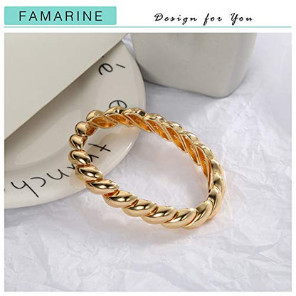 FAMARINE Gold Silver Chunky Bangle Bracelet for Women Men - style: Style B