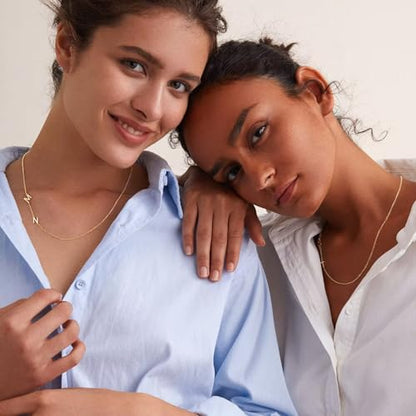 M MOOHAM Sideways Two Initial Necklaces for Women Girls Birthday Gifts | Dainty 14K Gold-Plated, Custom Initial Necklace, Letter Necklace Jewelry, Birthday Gifts for Women Wife Mom Sister Friends - color: initial E & initial R