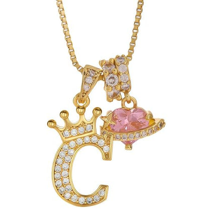 18K Gold & Silver Plated Initial Necklaces for Women - color: C-Gold