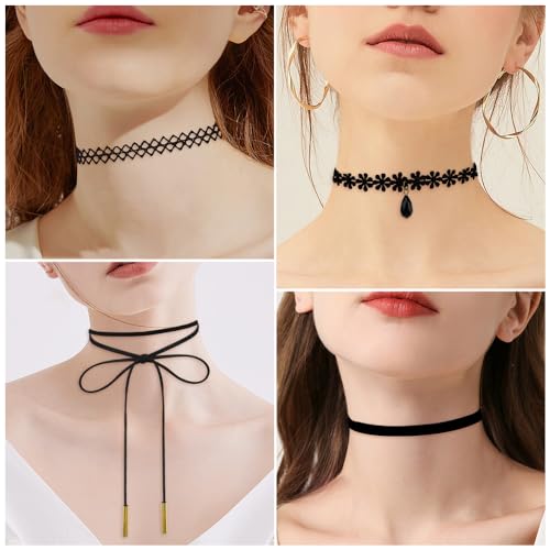 Choker Necklace for Women, Choker Necklaces for Woman, Black Choker, Chokers for Women - color: Black 10pcs