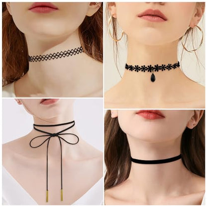 Choker Necklace for Women, Choker Necklaces for Woman, Black Choker, Chokers for Women - color: Black 10pcs