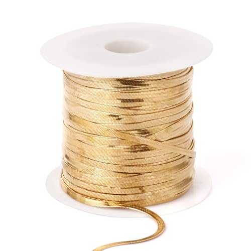 33FT 2mm Stainless Steel Gold Snake Chains Roll Bulk for Jewelry Making | 18K Gold PVD Plated 304 Stainless Steel Flat Snake Chains Roll Spool for DIY Craft - color: 2.0mm Gold Flat Snake Chains