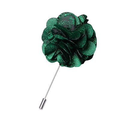 JEMYGINS Mens Paisley Bow Tie and Lapel Pin Necktie Pocket Square and Tie Clip with Sets for Business Casual 4PCS - color: Green