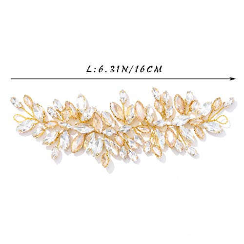 JAKAWIN Gold Bridal Hair Accessories Rhinestone Hair Piece Wedding Headband | Bride Crystal Headpiece Prom Hair Vine for Women