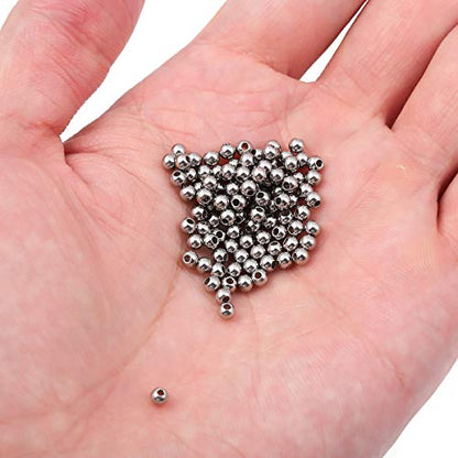 Stainless Steel Spacer Beads 3x2.5mm Round Loose Charm Caps Beads for DIY Jewelry Making 100pcs with 1mm Hole - color: 3x2.5mm 1mm