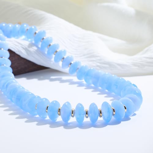 Acrylic Beaded Necklace for Women,Beach Strand Jewelry Gifts | Statement Necklace,Cute Trendy Handmade Jewelry for Women,Chunky Beaded Necklace,Resin Beads Choker - color: Sky Blue