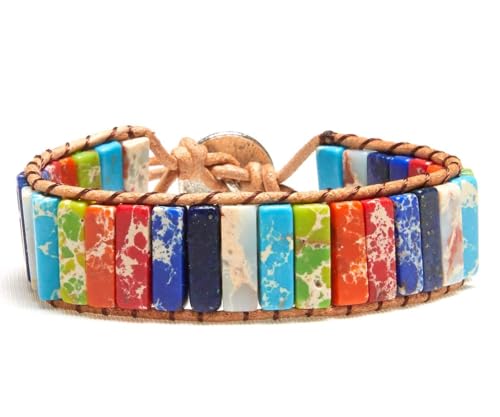 7 Chakra Bracelet Bohemian Handmade Leather Wrap Healing Protection Natural Stone Yoga Beaded Bracelets Boho Friendship Jewelry - color: Chakra #3