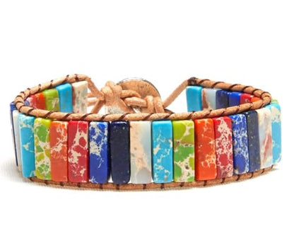 7 Chakra Bracelet Bohemian Handmade Leather Wrap Healing Protection Natural Stone Yoga Beaded Bracelets Boho Friendship Jewelry - color: Chakra #3
