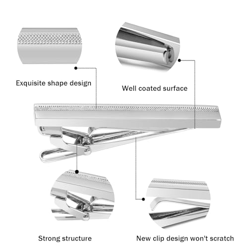 Tie Clip for Men Black, 2 Inch Tie Bar Tie Pins and Clips for Regular Tie, Unique Men Tie Clip Tie Clasp Silver Suitable for Wedding Anniversary, Business Professional, Father's Day Gift - style: Multicolor