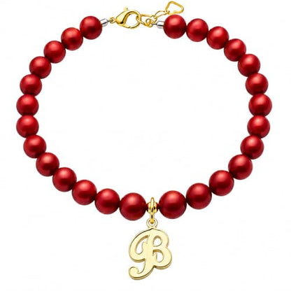 Baby Crystals Personalized Red Bracelet for Protection –Baby Jewelry for Girls | 14K Gold-Plated or Sterling Silver Initial Charm Bracelet | Baptism, Birthday Gifts - style: Initial 14K Gold Plated