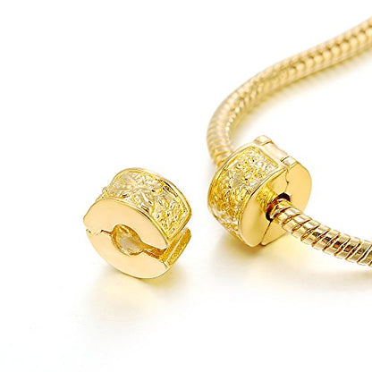 RUBYCA 20pcs Gold Color Clip Lock Stopper Clasp Beads DIY fit European Charm Bracelet Model 144 - color: Model 144 Gold Plated, size: 20 PCS