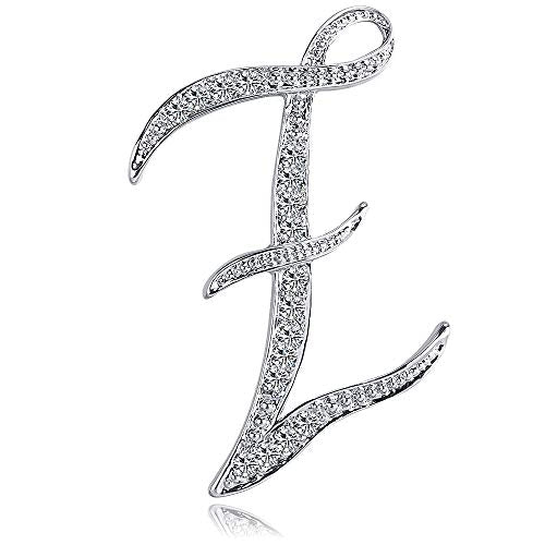 Letter Brooch Pins Initial Rhinestone Brooch for Women Crafts Silvery A-Z - color: Silver Z
