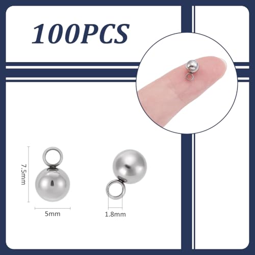 PH PandaHall 100pcs 1.5mm Stainless Steel Round Pendants Charms Pendants DIY for Women Jewelry Making and Crafting