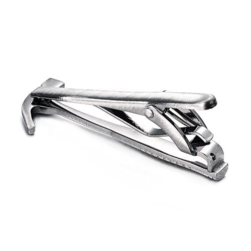 Yoursfs Electrician Tie Bar For Men Cool Tool Tie Clip 316L Stainless Steel Silver Nail Novelty Construction Tie Clips Jewelry - style: Hammer Tie Clips
