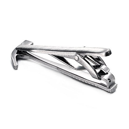 Yoursfs Electrician Tie Bar For Men Cool Tool Tie Clip 316L Stainless Steel Silver Nail Novelty Construction Tie Clips Jewelry - style: Hammer Tie Clips