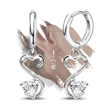 Heart Earrings for Women Girls-Sterling Silver Heart Dangle Hoop Earrings with Charm Love Huggie Hoop Earrings Hypoallergenic Delicate Jewelry Gifts for Women Girls Birthday - color: Open Heart Earrings