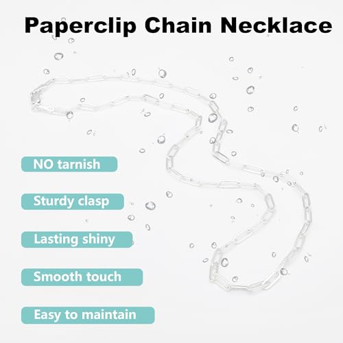 925 Sterling Silver Paperclip Chain 3mm 4mm 5mm 6mm 7mm Necklace for Women Men Diamond Cut Silver Necklace Chain 16-30 Inches - color: Silver, size: 30, style: 3mm