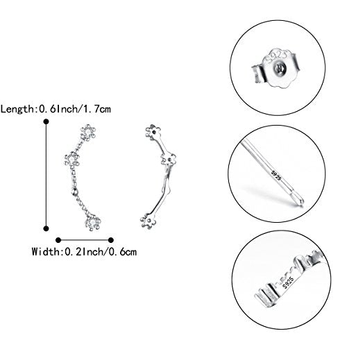 925 Sterling Silver CZ Horoscope Zodiac 12 Constellation Astrology Ear Crawler Post Earrings Gift for Mom Women Mothers Day/Valentines Day/Birthday/Christmas/Anniversary - style: Aries (Mar 21 - Apr 19)