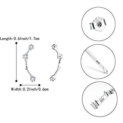 925 Sterling Silver CZ Horoscope Zodiac 12 Constellation Astrology Ear Crawler Post Earrings Gift for Mom Women Mothers Day/Valentines Day/Birthday/Christmas/Anniversary - style: Aries (Mar 21 - Apr 19)