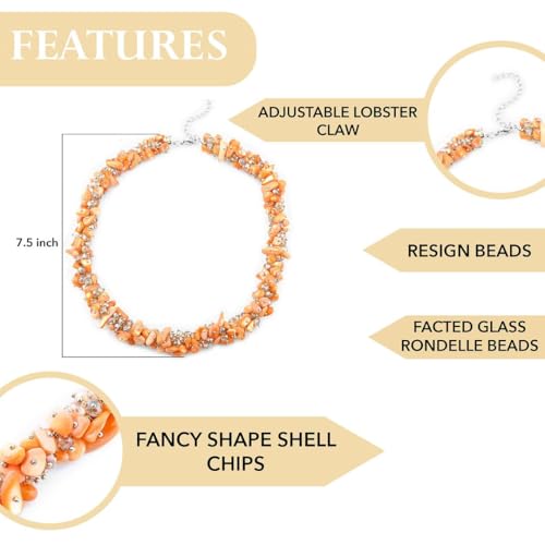 Beaded Necklaces Necklaces Shell- Colorful Beads y Summer 20-23 Inch - color: Orange