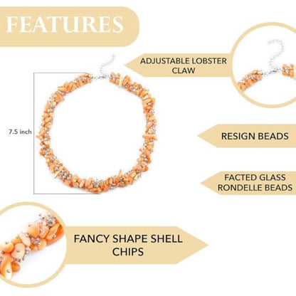 Beaded Necklaces Necklaces Shell- Colorful Beads y Summer 20-23 Inch - color: Orange