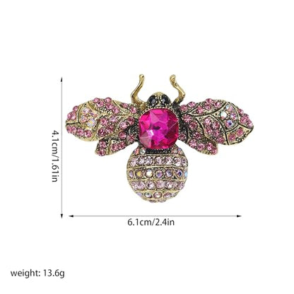 Honey Bee Brooch Lapel Pin for Women Men, Crystal Insect Brooch with Faux Pearl, Vintage Gold Plated Bee Pin for Suit Hat Bag, Birthday Dating Party Anniversary