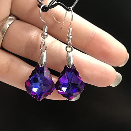 Unique Sparkly Multi-color Crystal Teardrop Dangle Drop Earrings Rainbow Crystal Geometry Earrings for Women Statement Chic Charm Jewelry Gifts - color: Blue