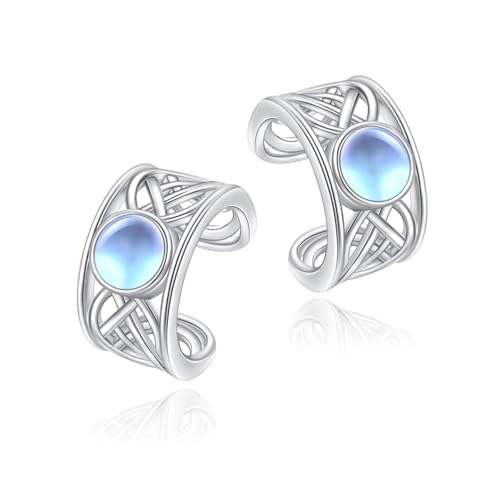 Birthday Gifts 925 Sterling Silver Ear Cuff Non Pierced Fake Cartilage Cuffs Huggie Earrings for Women Girls - Set of 2 - style: Celtic Moonstone