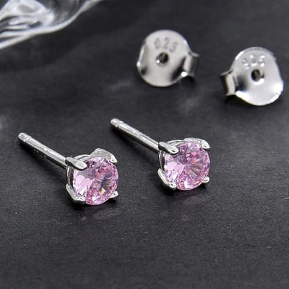 1 Pair Adabele Authentic Sterling Silver Birthstone Stud Earrings 4mm/0.25 Carat Tiny Cubic Zirconia Imitation Diamond Gemstone Hypoallergenic Nickel Free Tarnish Resistant Women Men Jewelry - color: October